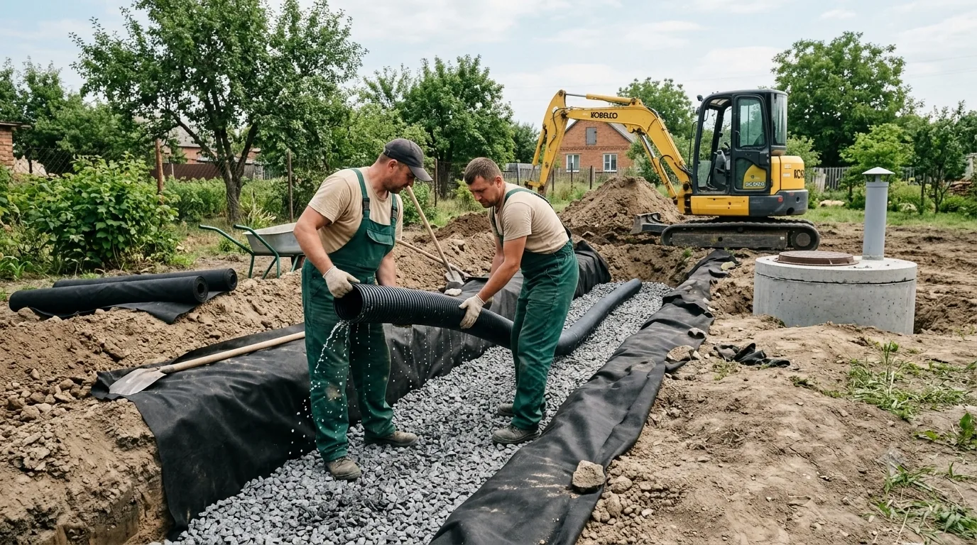 Монтаж дренажної системи на ділянці